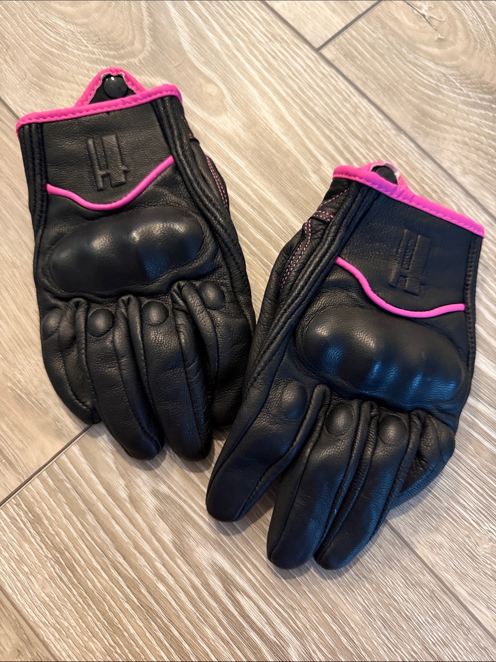 Harssidanzar Leather Motorycle Gloves, M